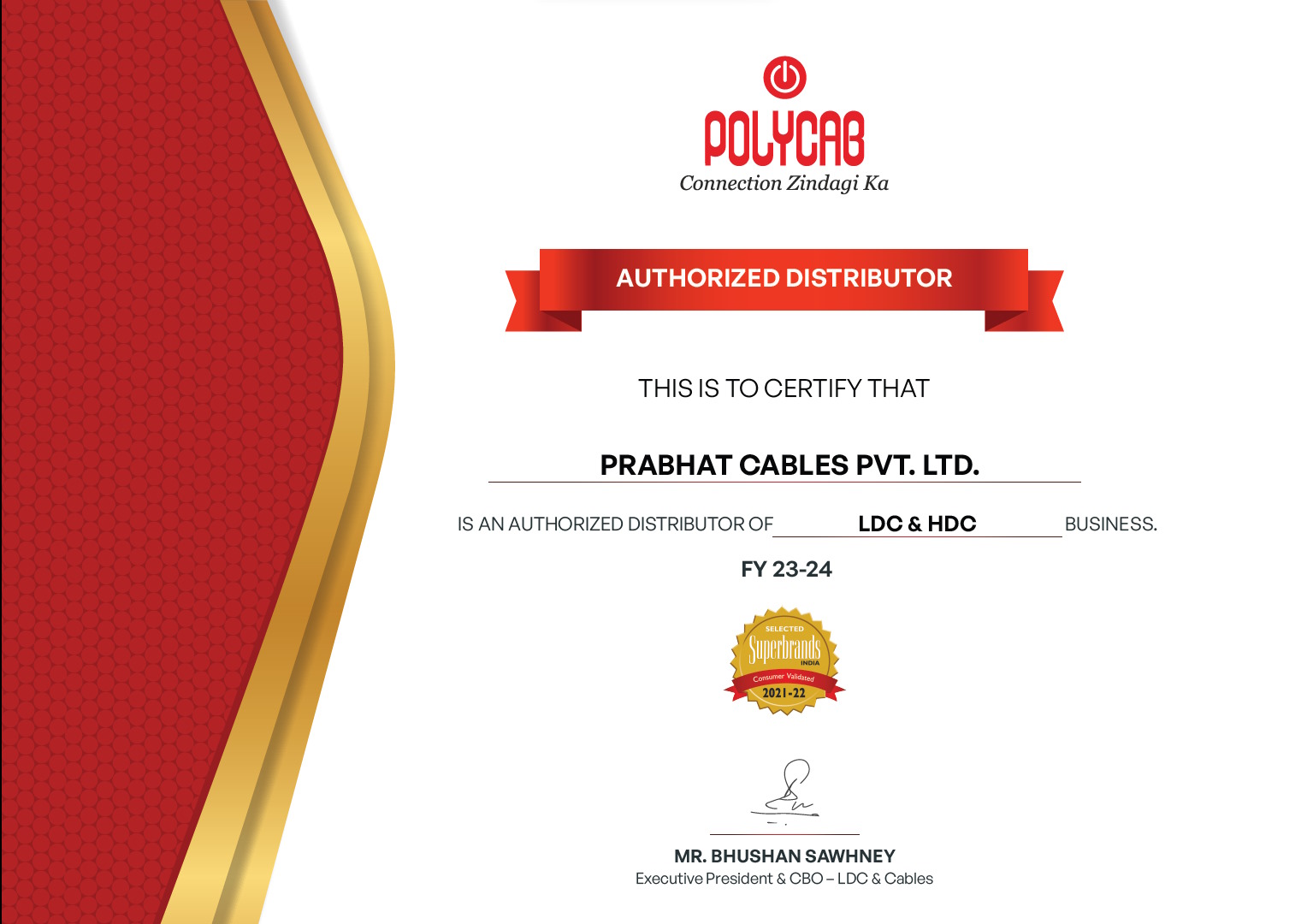 Prabhat Cables Certificate