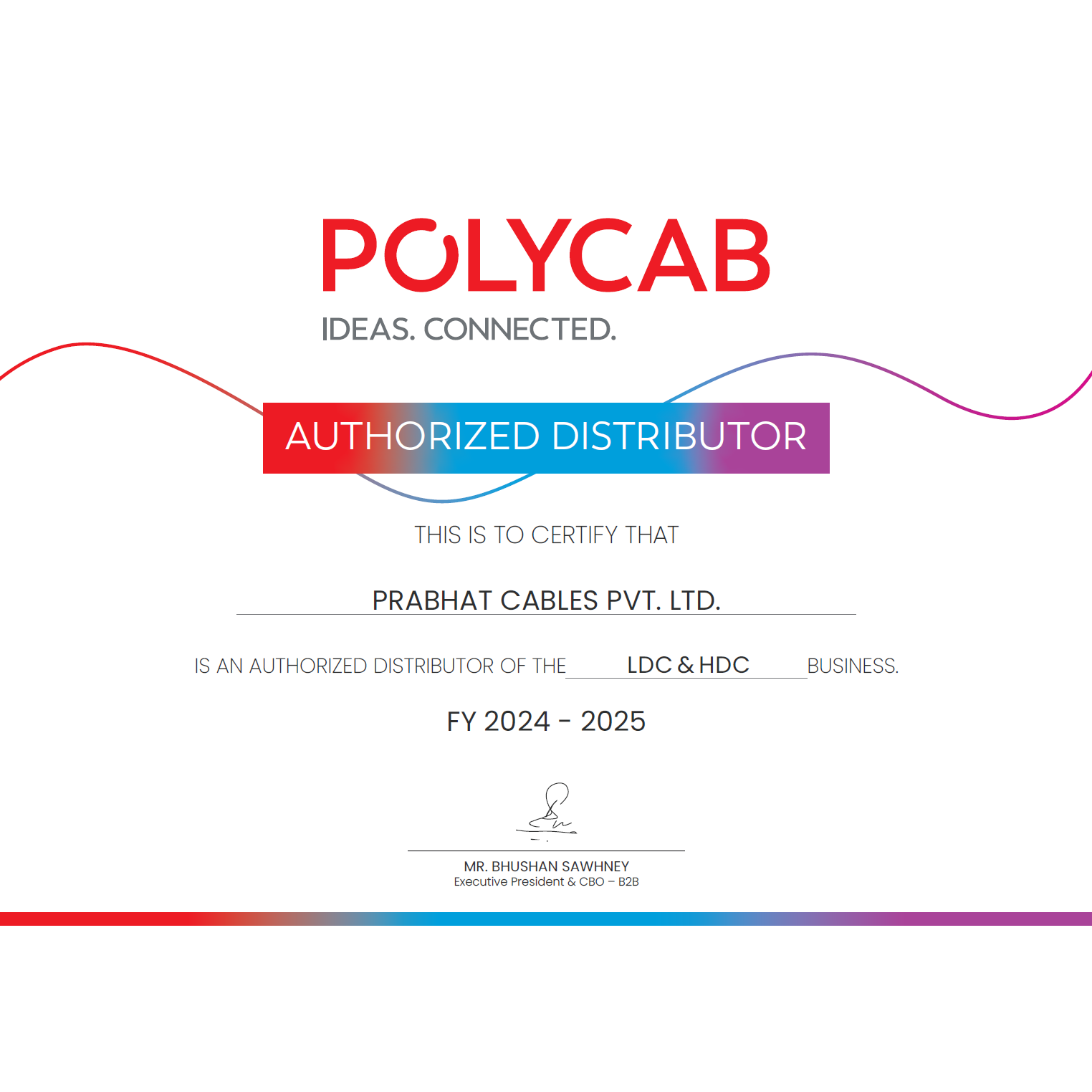 Prabhat Cables Certificate